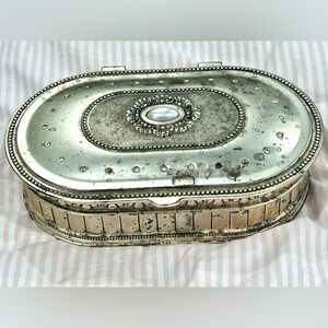 Vintage Godinger Heavy Texture Ornate Silverplate Jewelry Box Chest